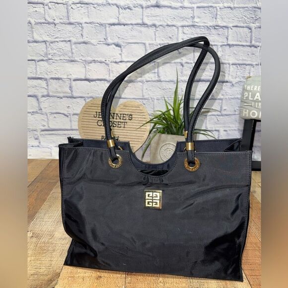 Givenchy Parfums Black Nylon Tote Bag w Gold Signature Logo Accents - Picture 2 of 16